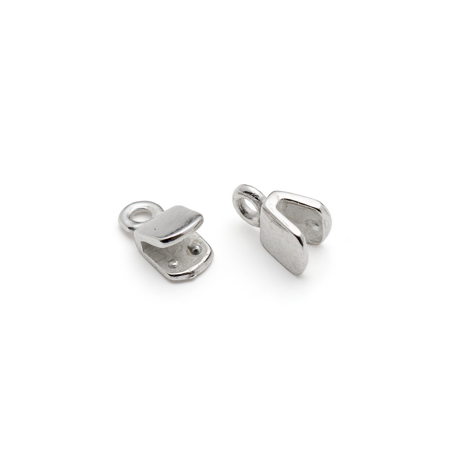 Silver Plated Pinch Style Cord Ends Pair