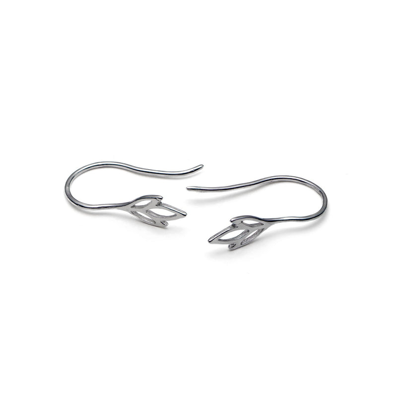 Sterling Silver Shepherds Crook Earwires With Iris Flower Loop Pair