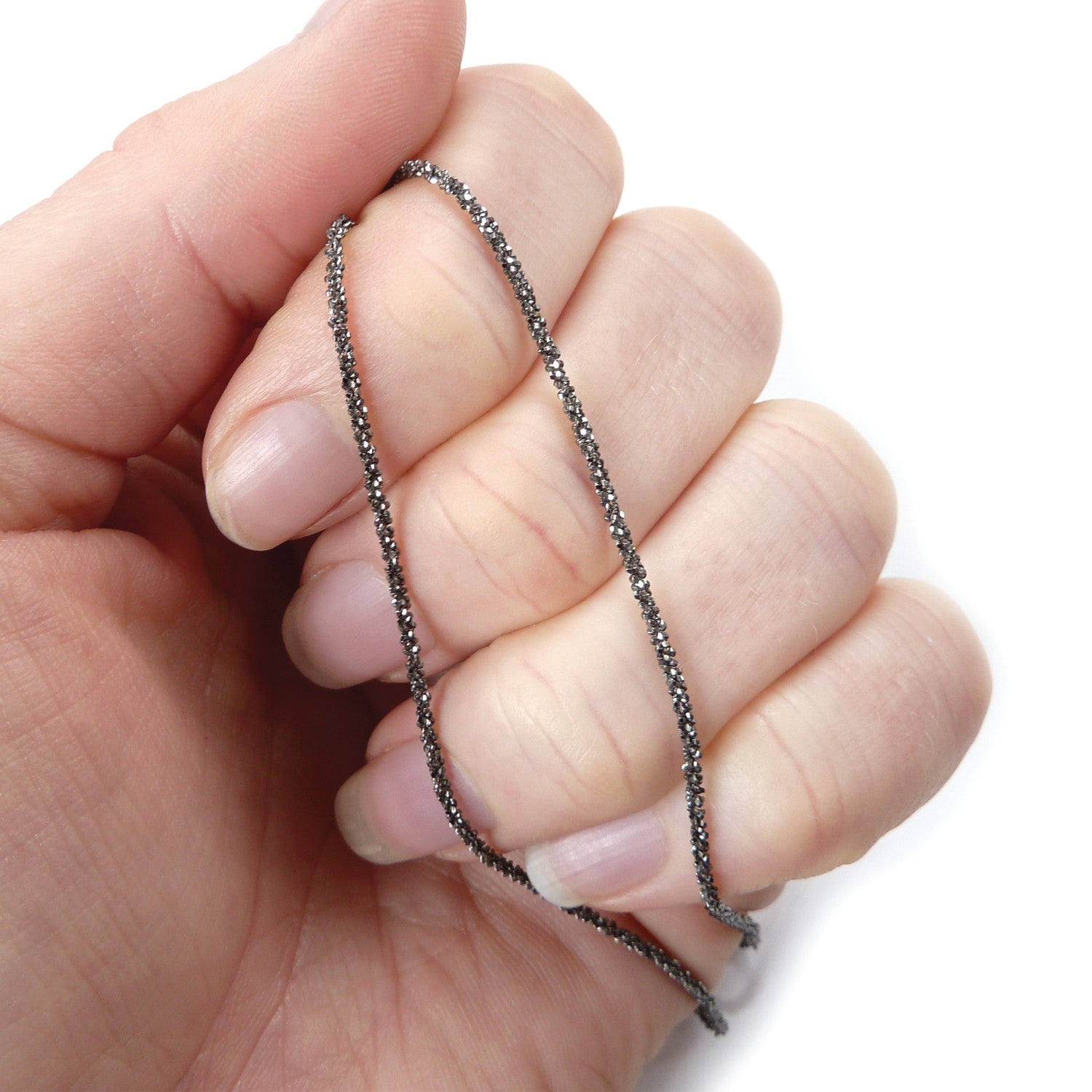 Sterling Silver Black Oxidized Diamond Cut Rope Chain