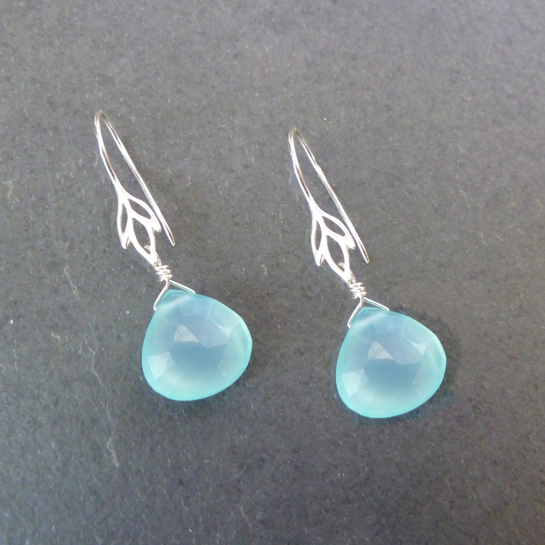 Sterling Silver Shepherds Crook Earwires With Iris Flower Loop Pair