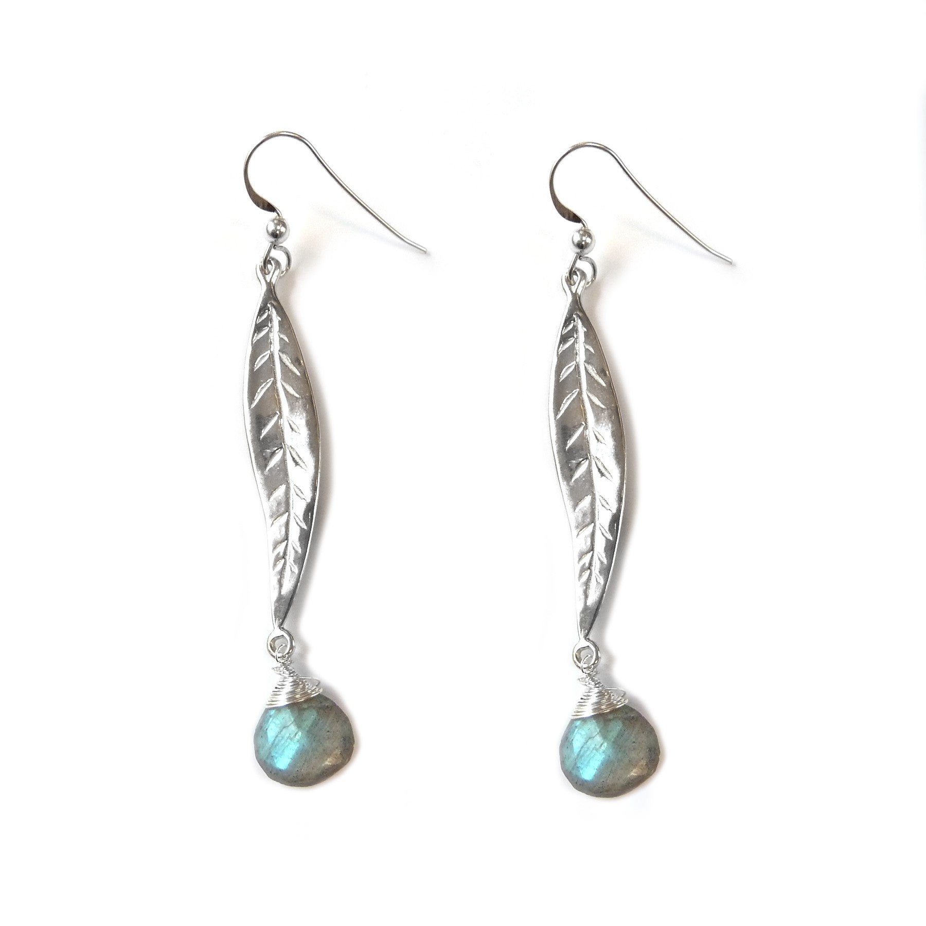 Sterling Silver 2-Loop Long Leaf Connector Link Approx 44x8mm