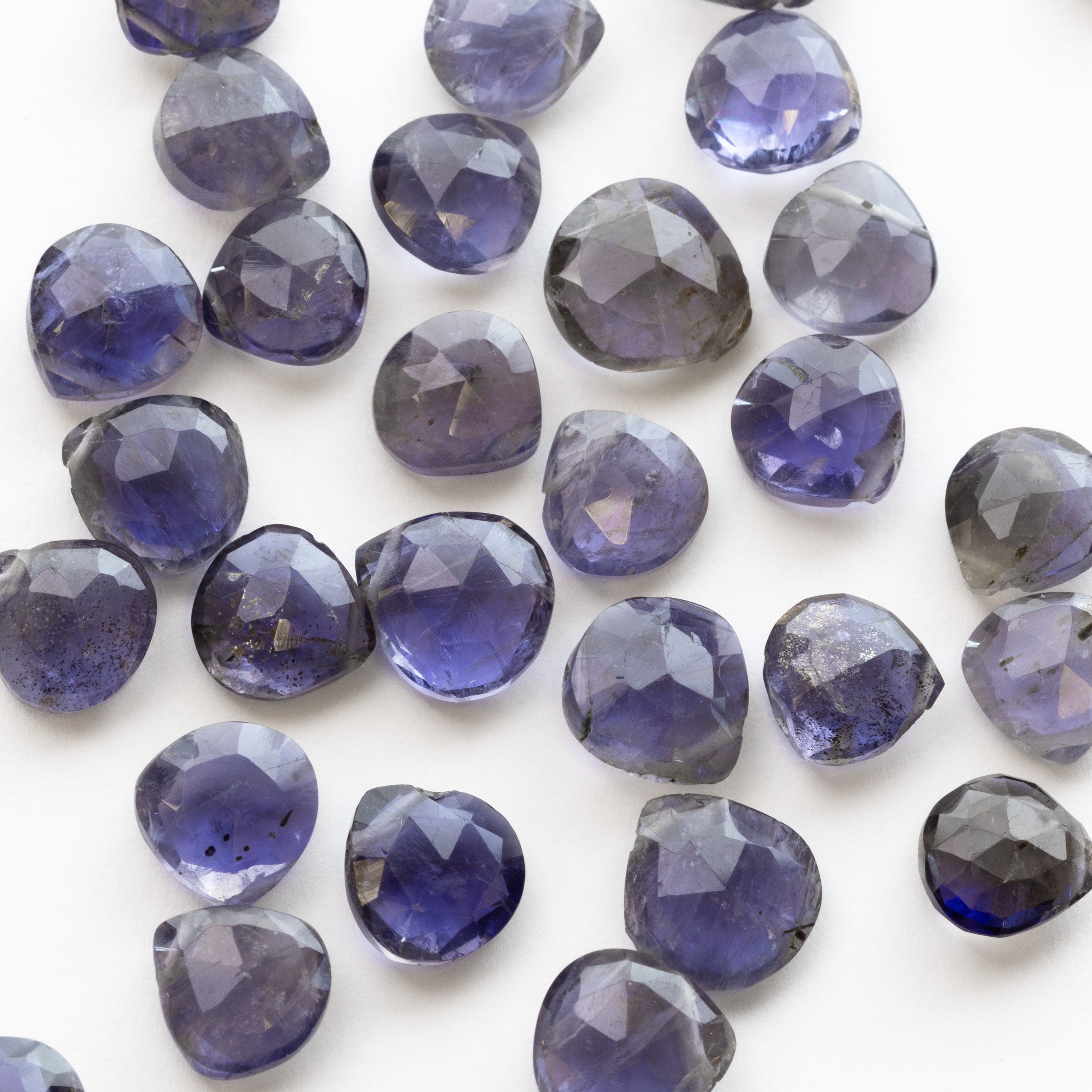 Iolite Faceted Heart Briolette Beads Approx 6mm