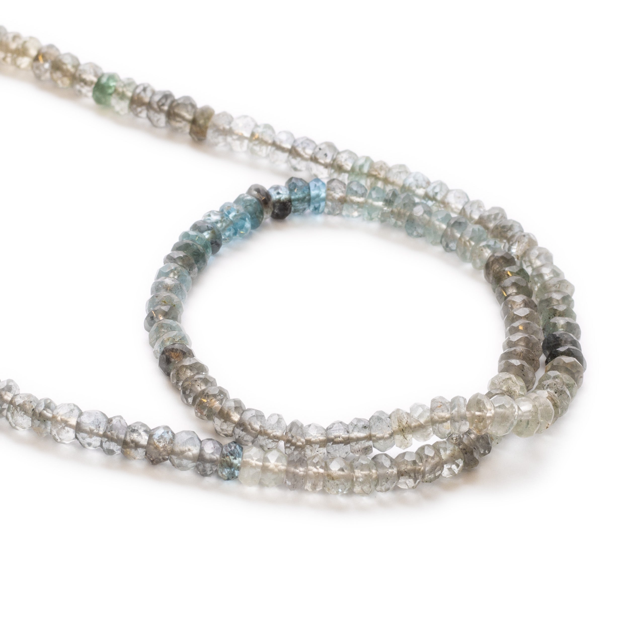 Moss Aquamarine Faceted Rondelle Beads Approx 3.5mm