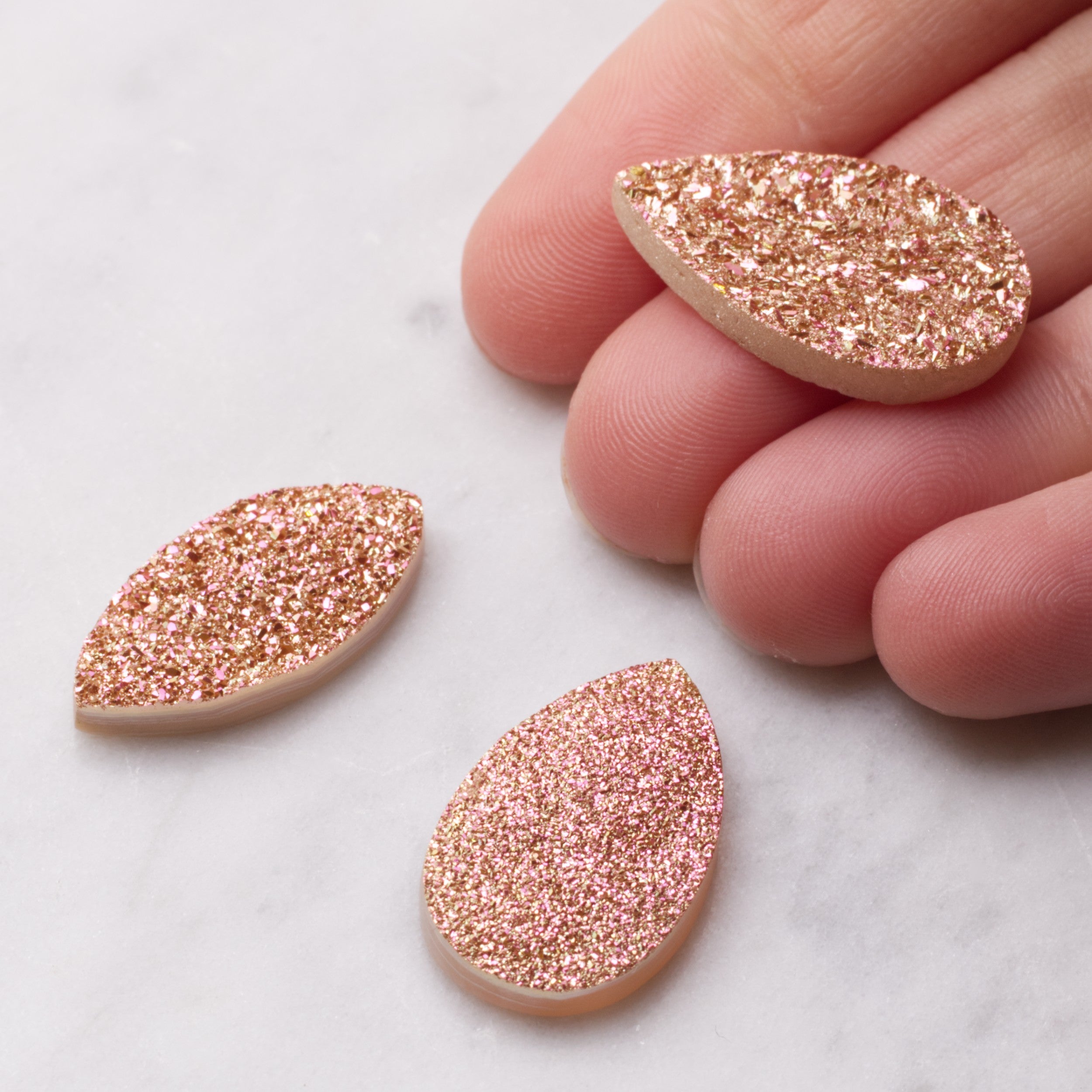 Sunset Blush Flat Drusy Cabochons