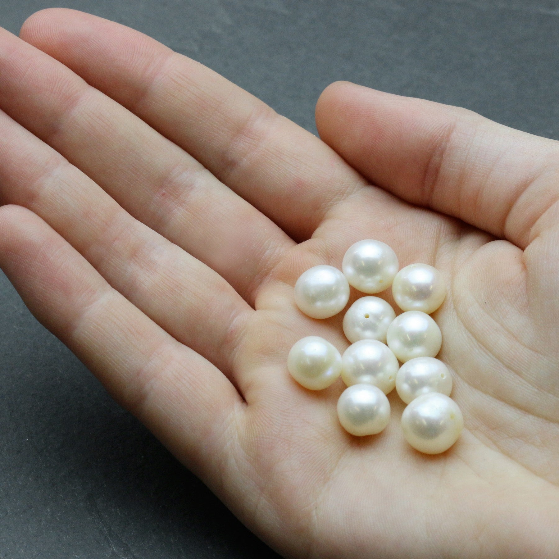 Cultured Freshwater Roundish White Pearls Approx 9mm