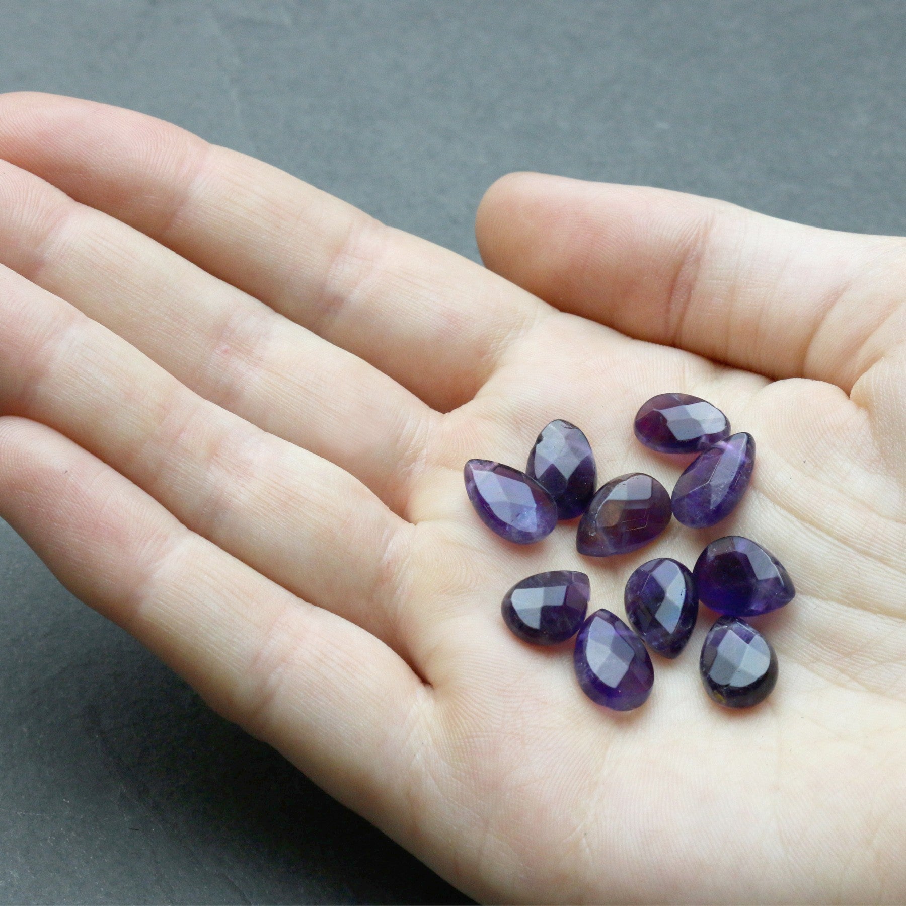 Amethyst Faceted Teardrop Briolette Beads Approx 11x7mm