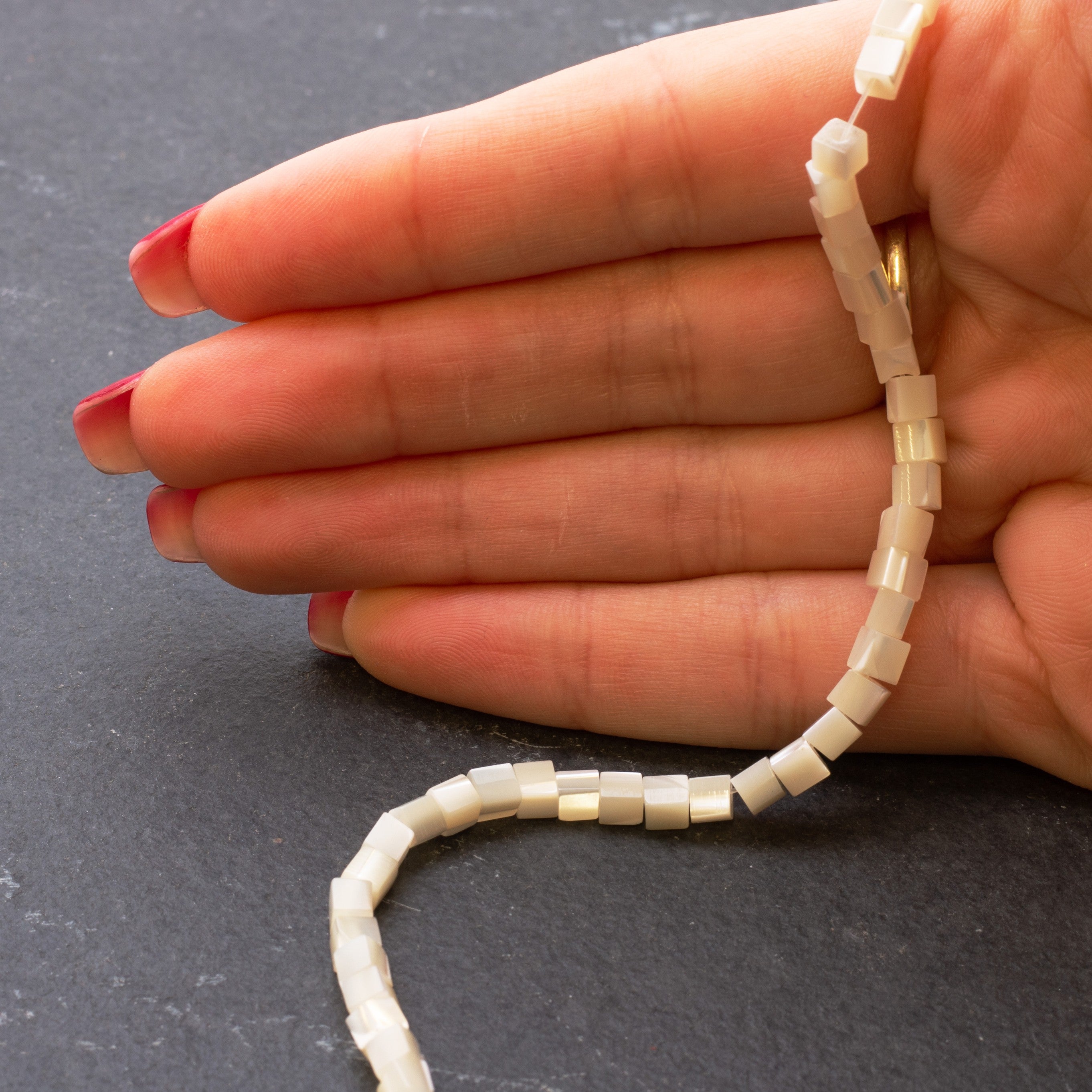 Mother Of Pearl Cube Beads Approx 4mm