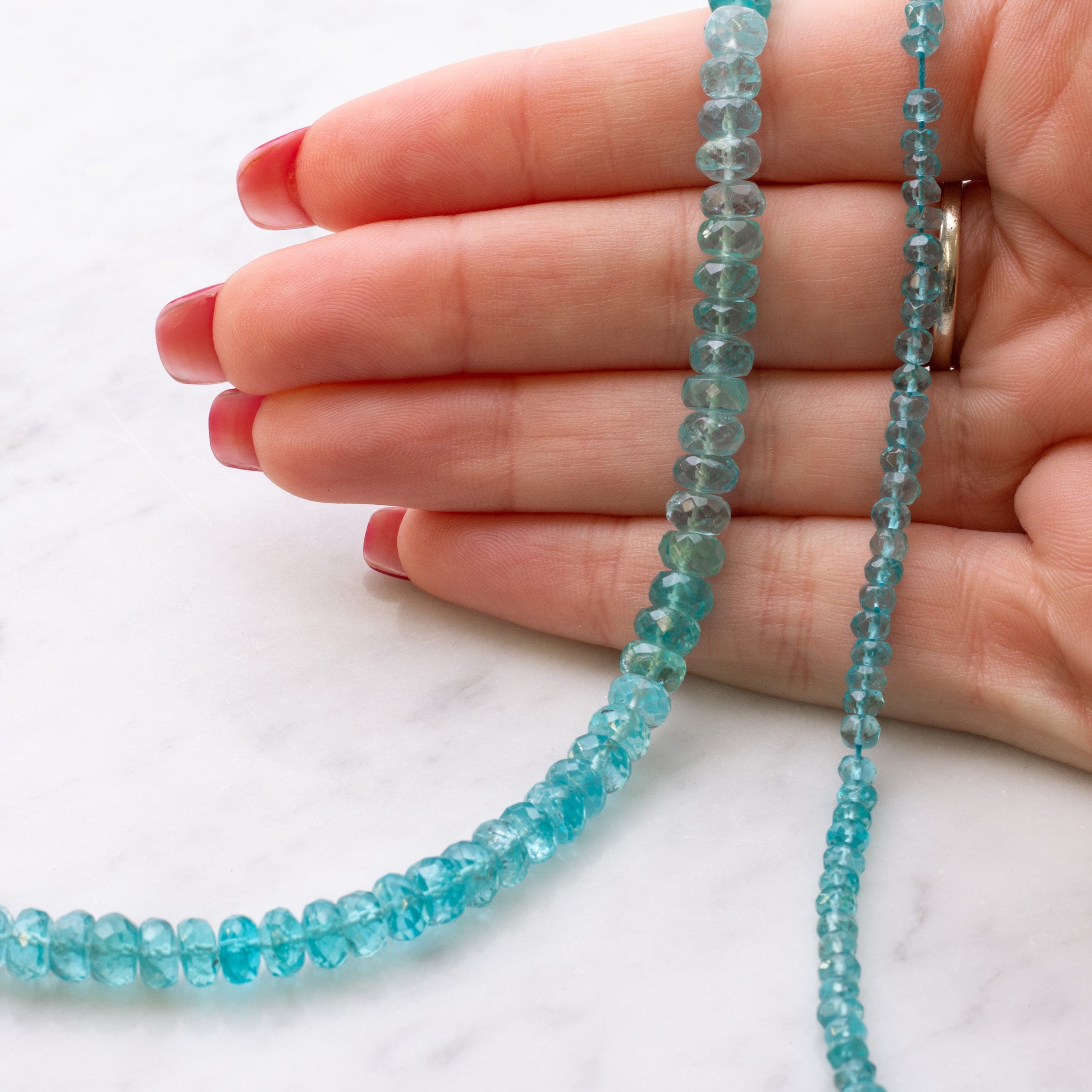 Apatite Faceted Rondelle Beads