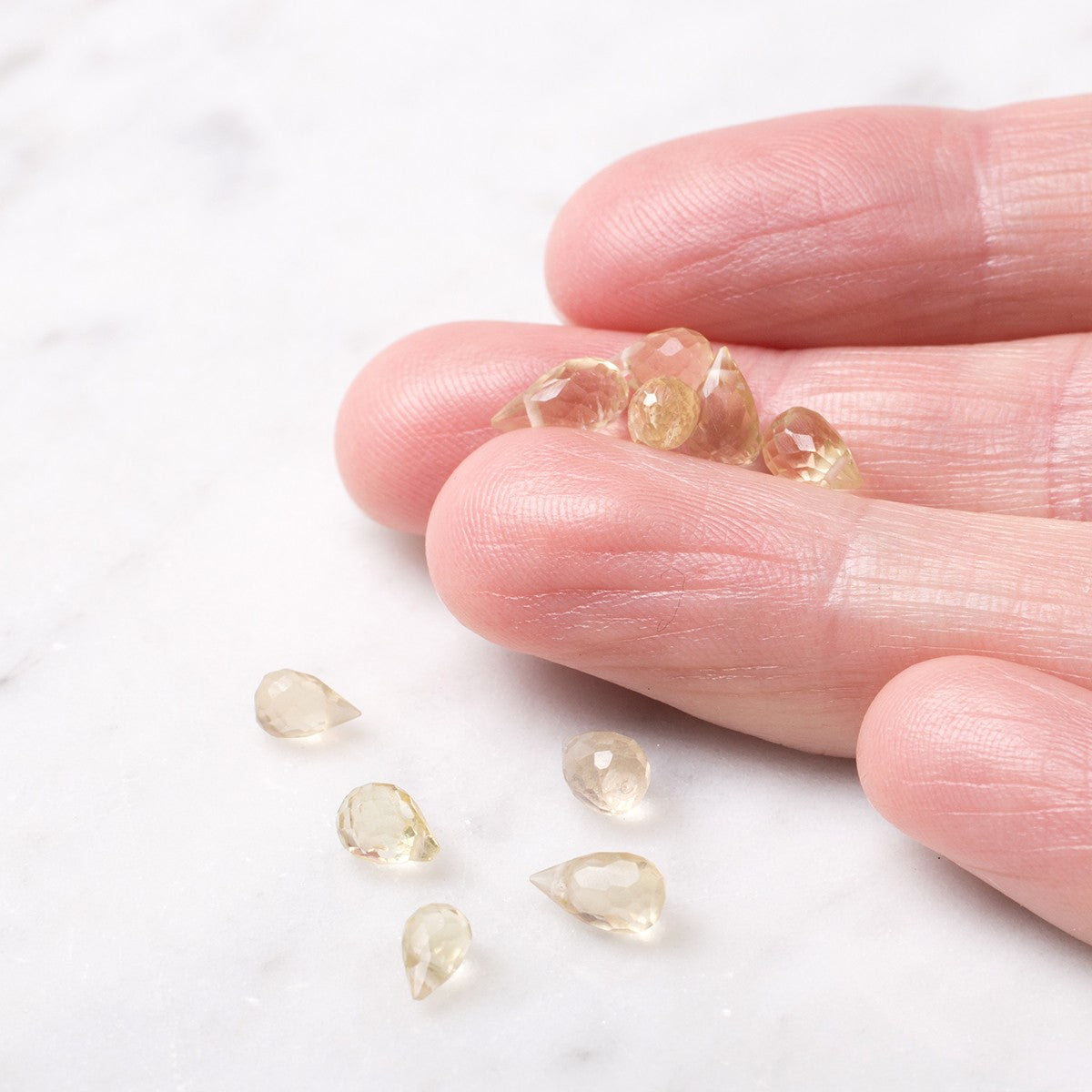 Lemon Quartz Faceted Drop Briolette Beads Approx 5mm pk10 Beads