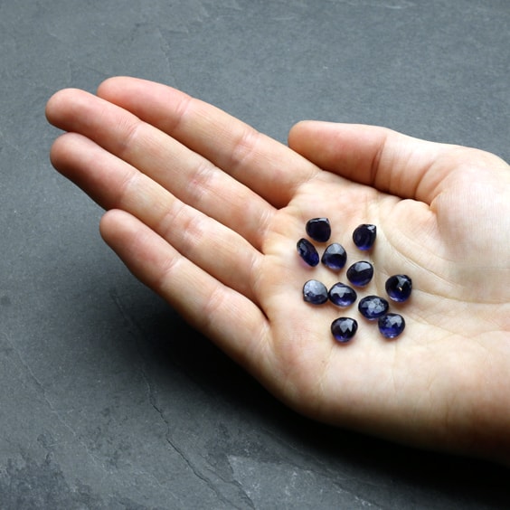 Iolite Faceted Heart Briolette Beads Approx 6mm