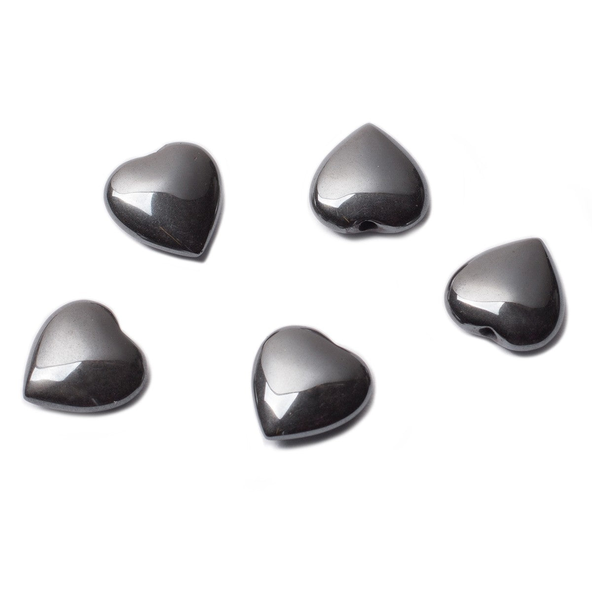 Hematite Top Drilled Gemstone Hearts 10mm