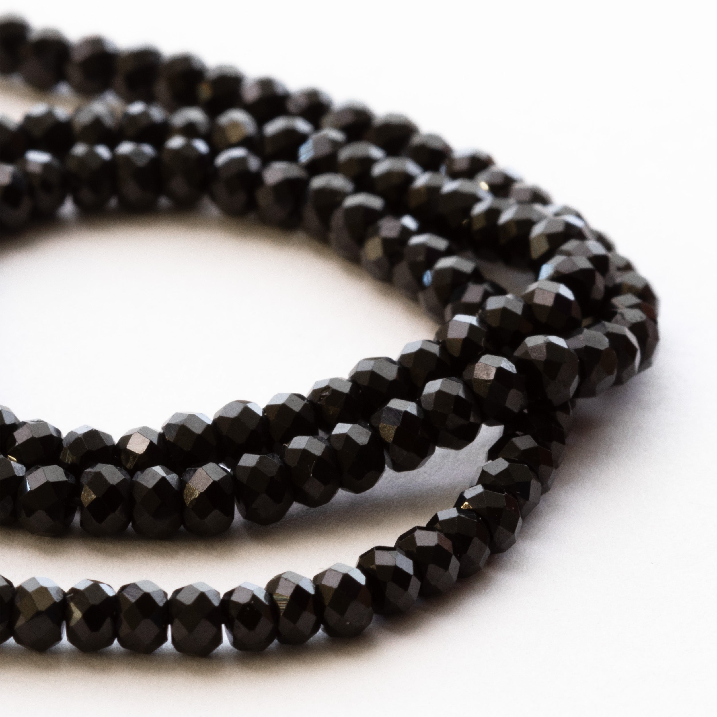 Black Spinel Faceted Rondelle Beads Approx 3mm