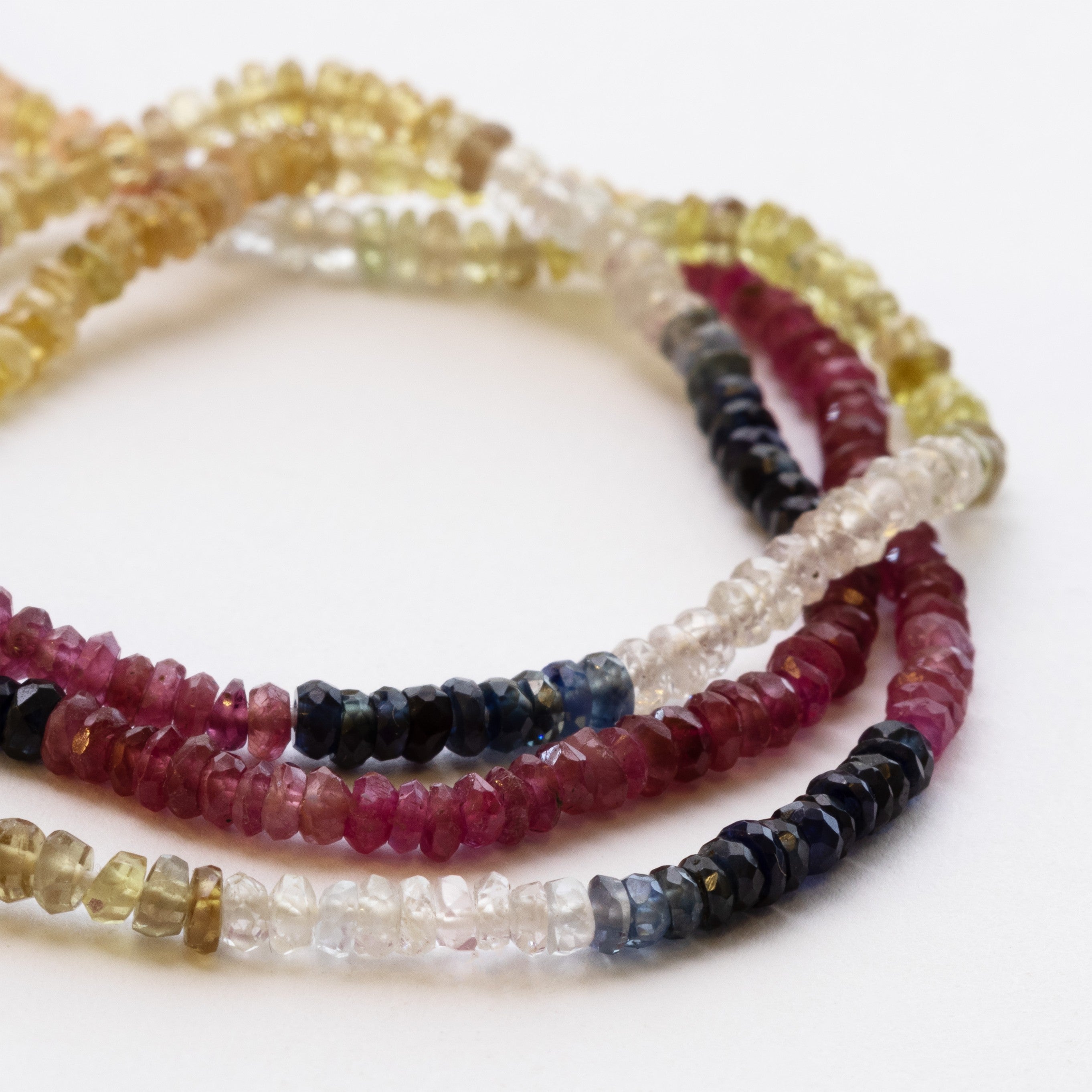 Multicoloured Sapphire Faceted Rondelle Beads