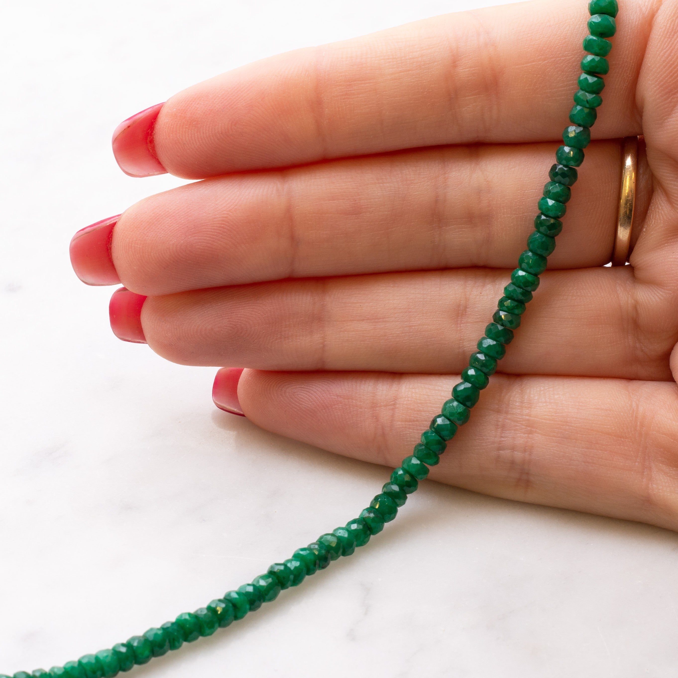 Corundum Emerald Faceted Rondelle Beads Approx 4mm pk10