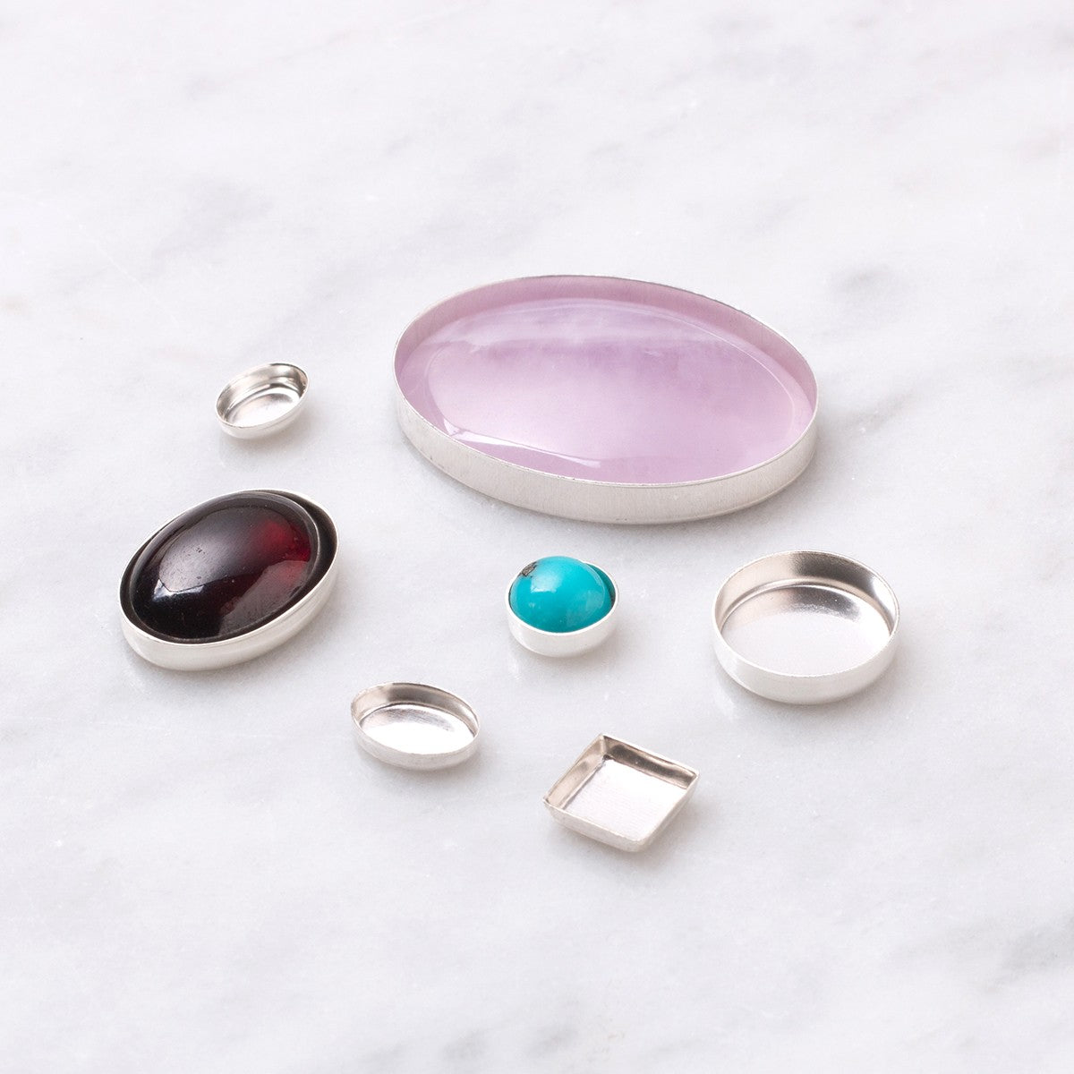 Sterling Silver Plain Edge Bezel Cups For Cabochon Stones
