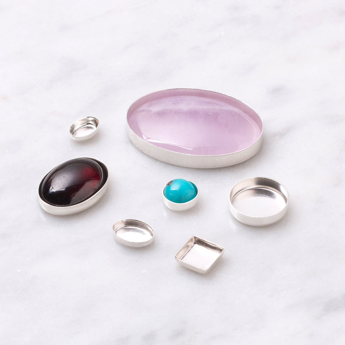 Sterling Silver Plain Edge Bezel Cups For Cabochon Stones