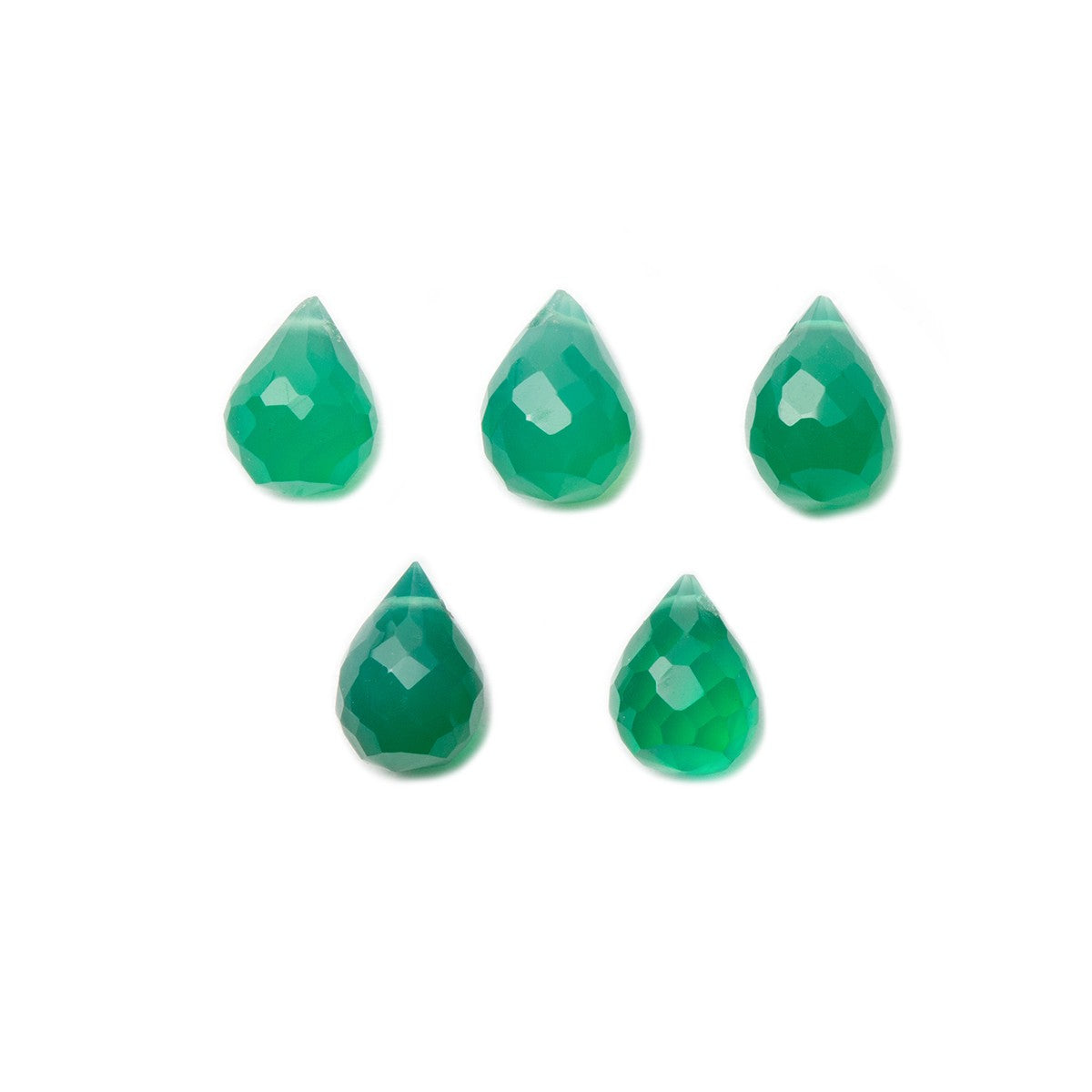Green Onyx Faceted Drop Briolette Beads Approx 6mm pk10 Beads