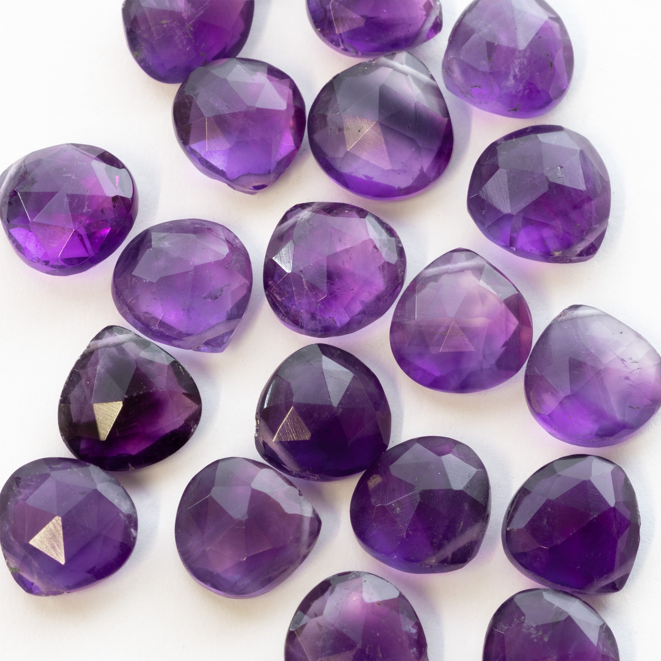 Amethyst Faceted Heart Briolette Beads Approx 8mm