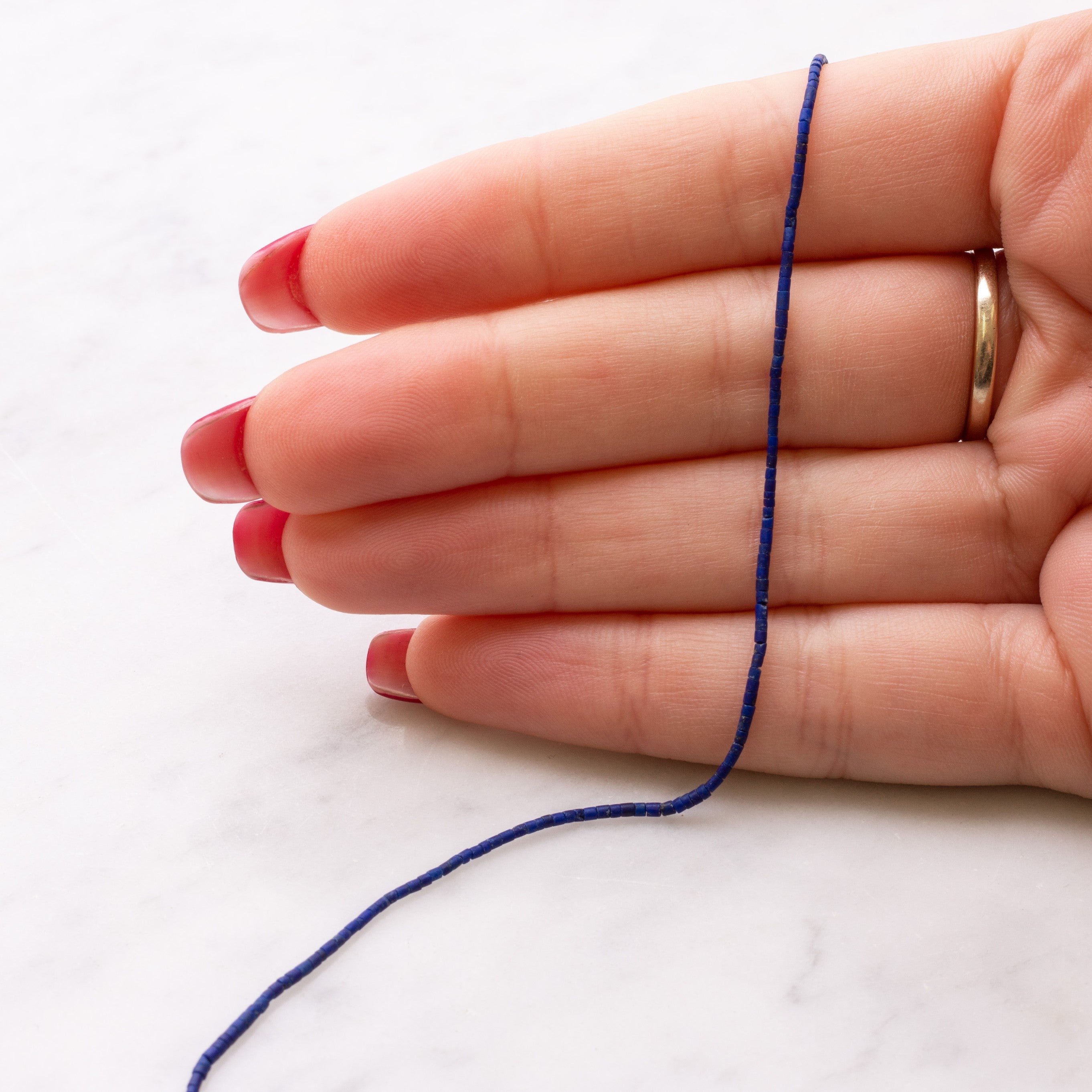 Lapis Lazuli Matt Finished Miniature Tube Beads Approx 1.5x1mm