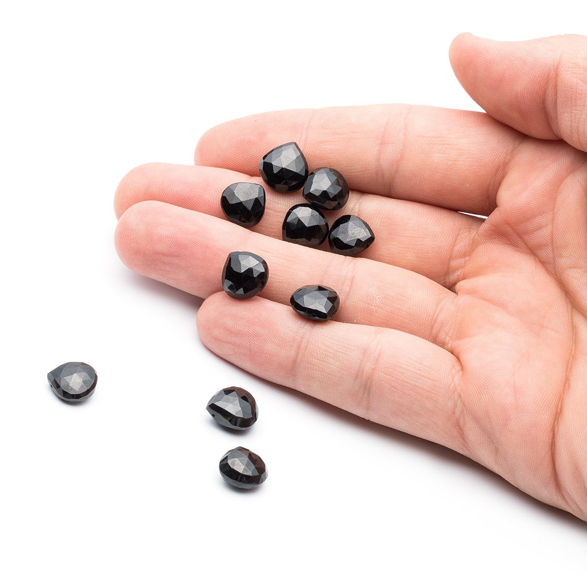 Black Spinel Faceted Heart Briolette Beads Approx 9mm