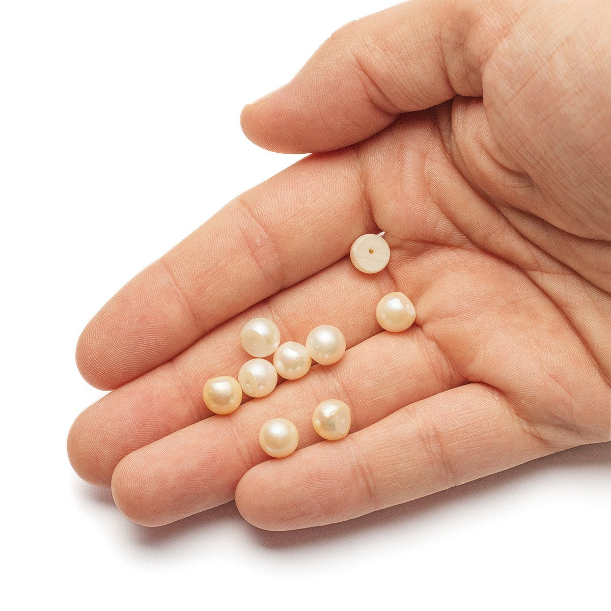 Cultured Half Drilled Pearls Approx 8mm 3/4 Roundish