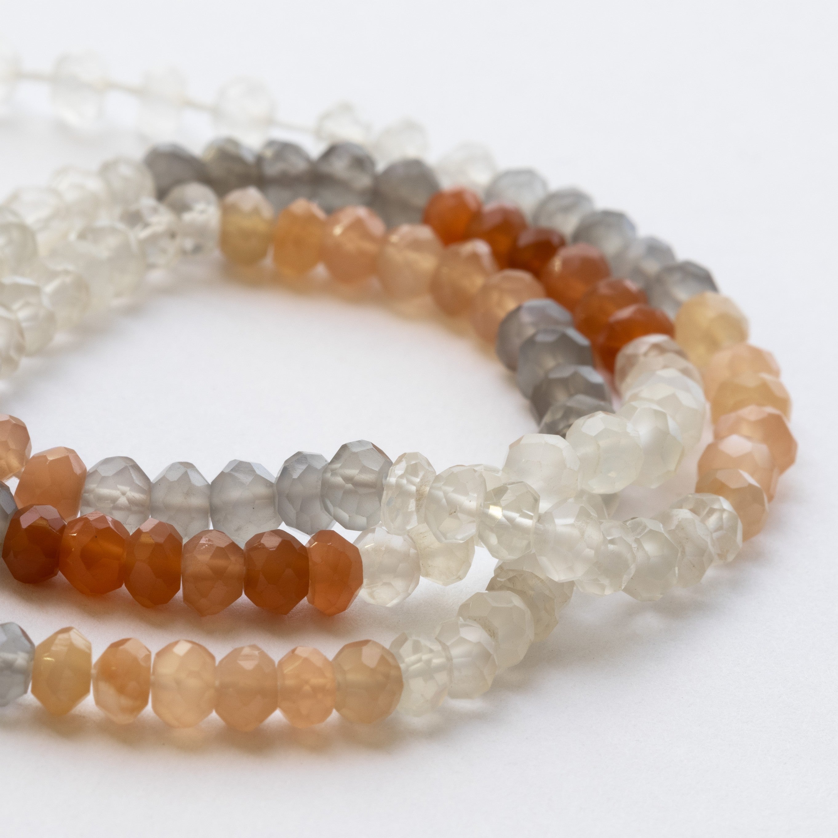 Multicoloured Moonstone Faceted Rondelle Beads Approx 4x3mm
