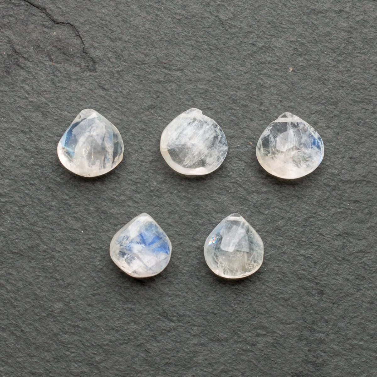 Rainbow Moonstone Heart Shape Faceted Briolette Beads Approx 7mm