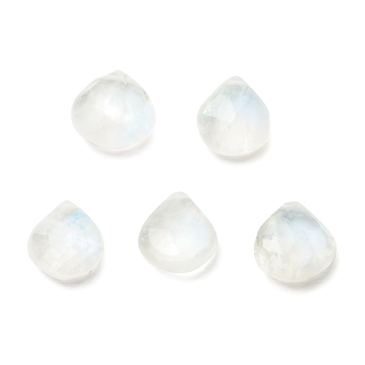 Rainbow Moonstone Heart Shape Faceted Briolette Beads Approx 7mm