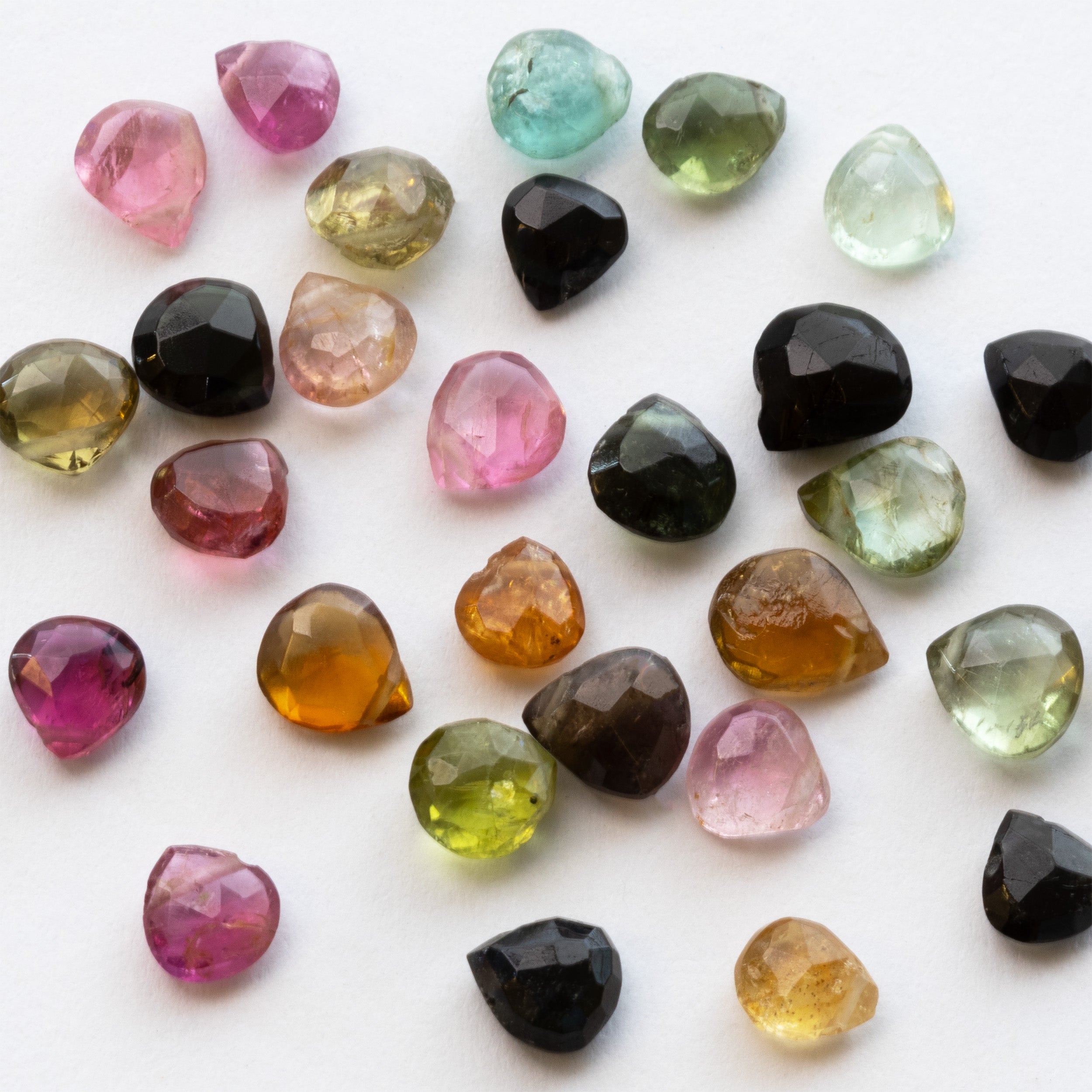 Tourmaline Heart Shape Faceted Briolette Beads Approx 4mm pk10 Beads