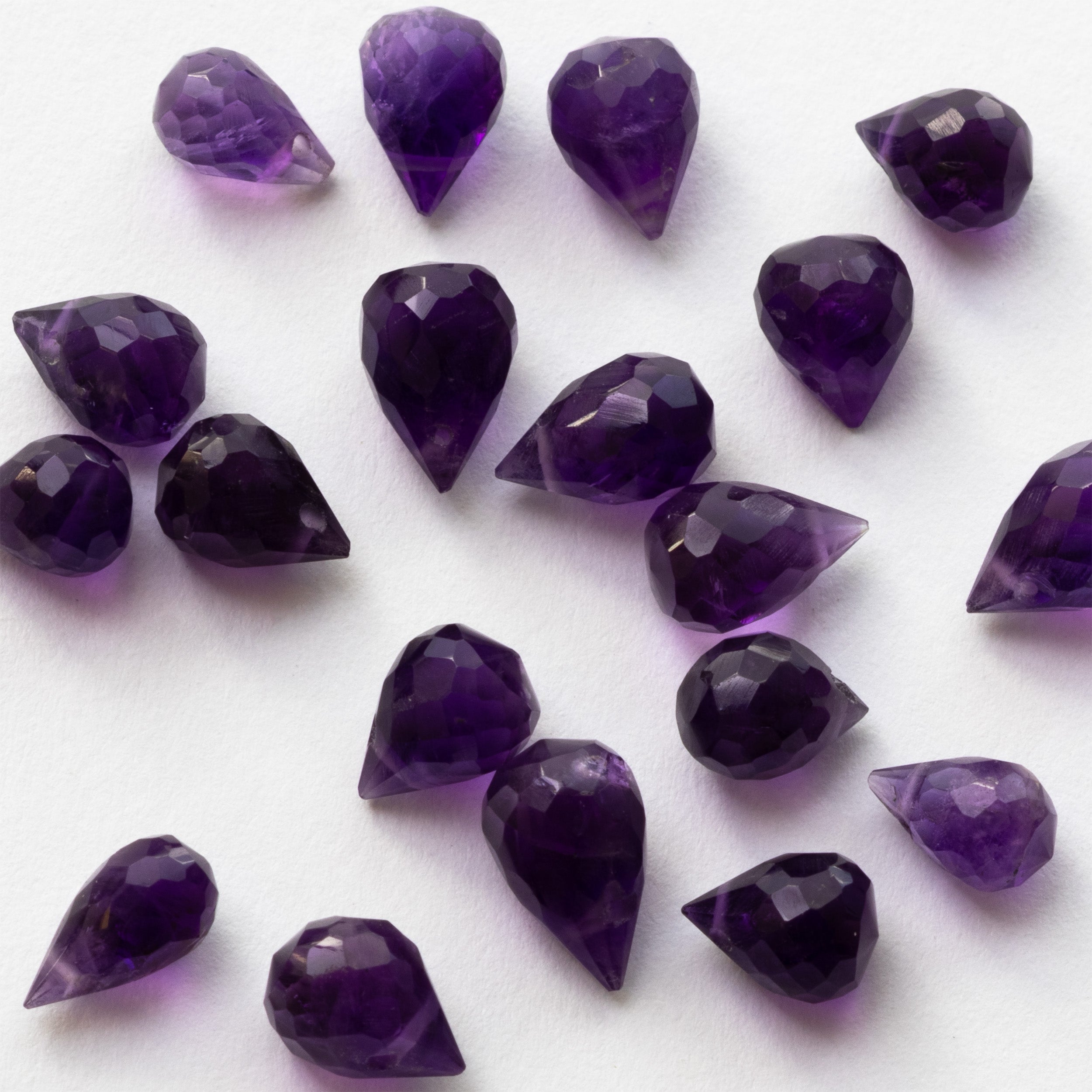 Amethyst Faceted Drop Briolette Beads Approx 6x4mm pk10 Beads