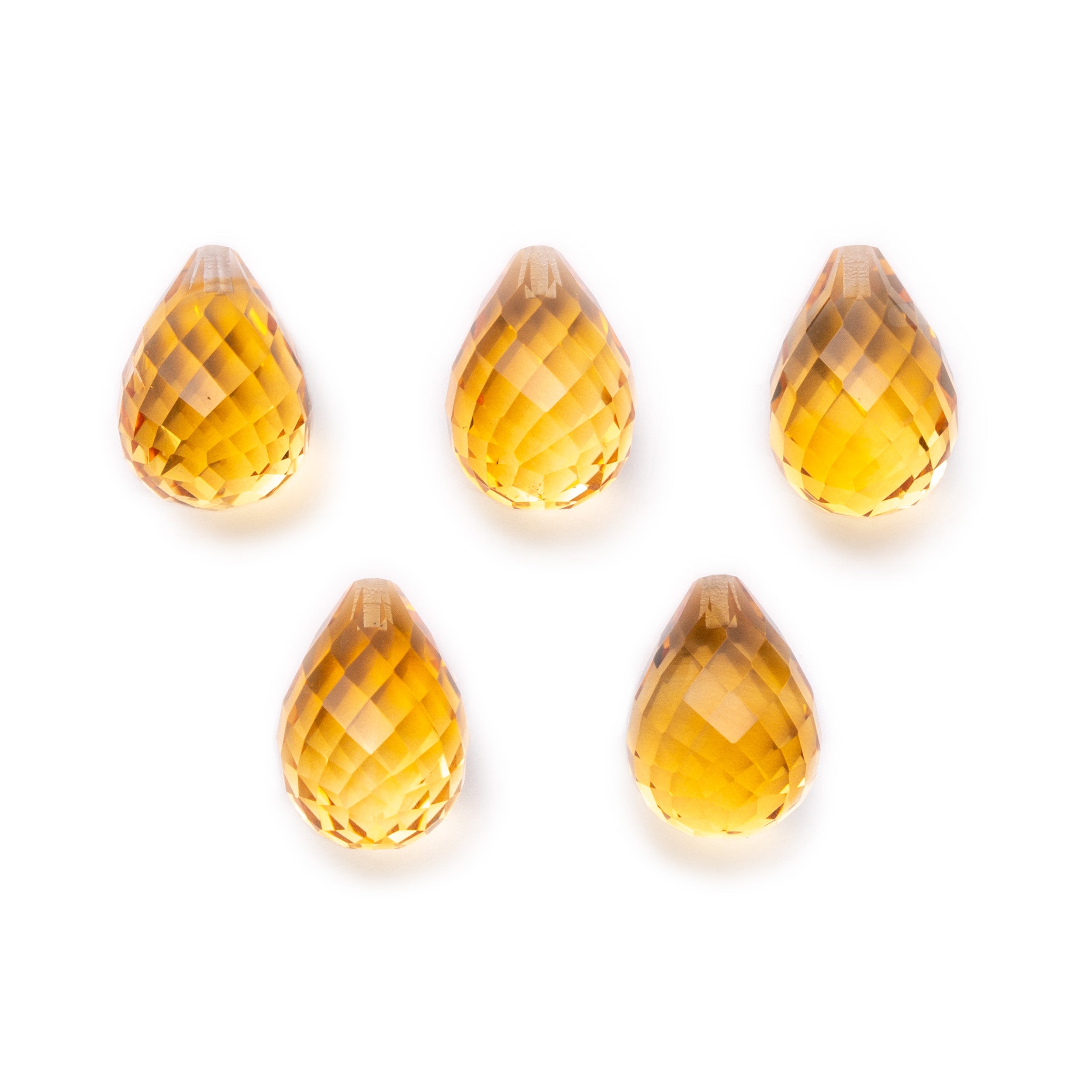 Citrine Top Drilled Faceted Teardrop Briolette Beads 13x9mm Teardrop