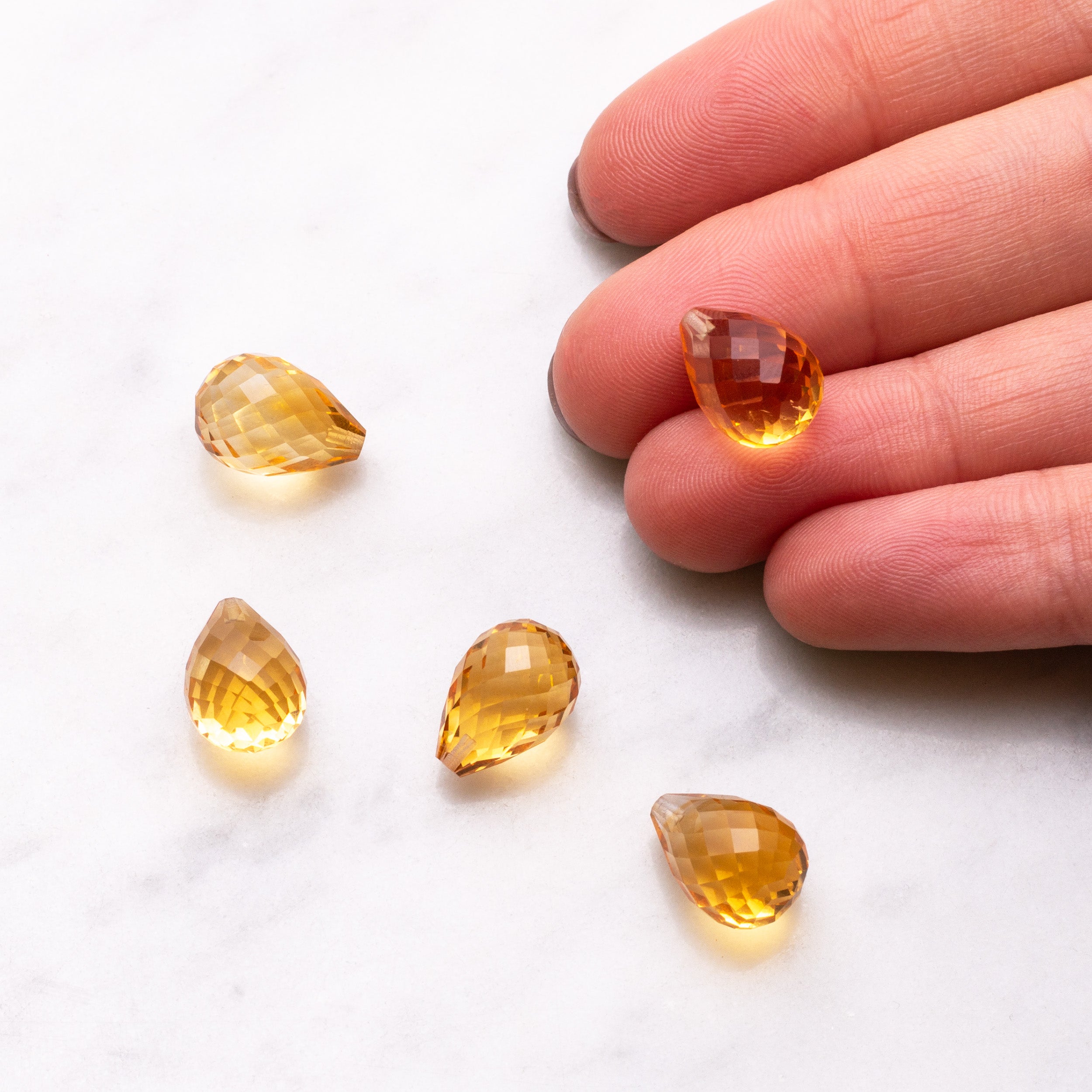 Citrine Top Drilled Faceted Teardrop Briolette Beads 13x9mm Teardrop