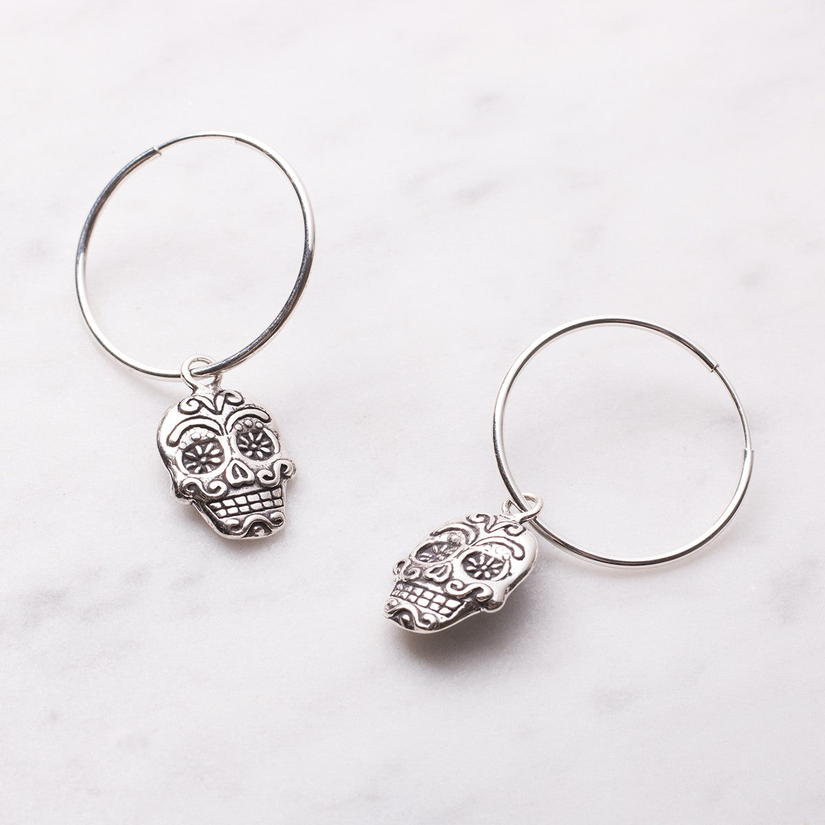 Sterling Silver Mexican Style Sugar Skull Charm