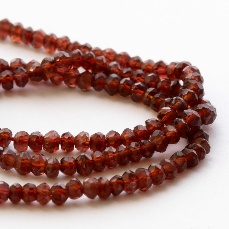 Garnet Faceted Rondelle Beads Approx 3.5x2.5mm