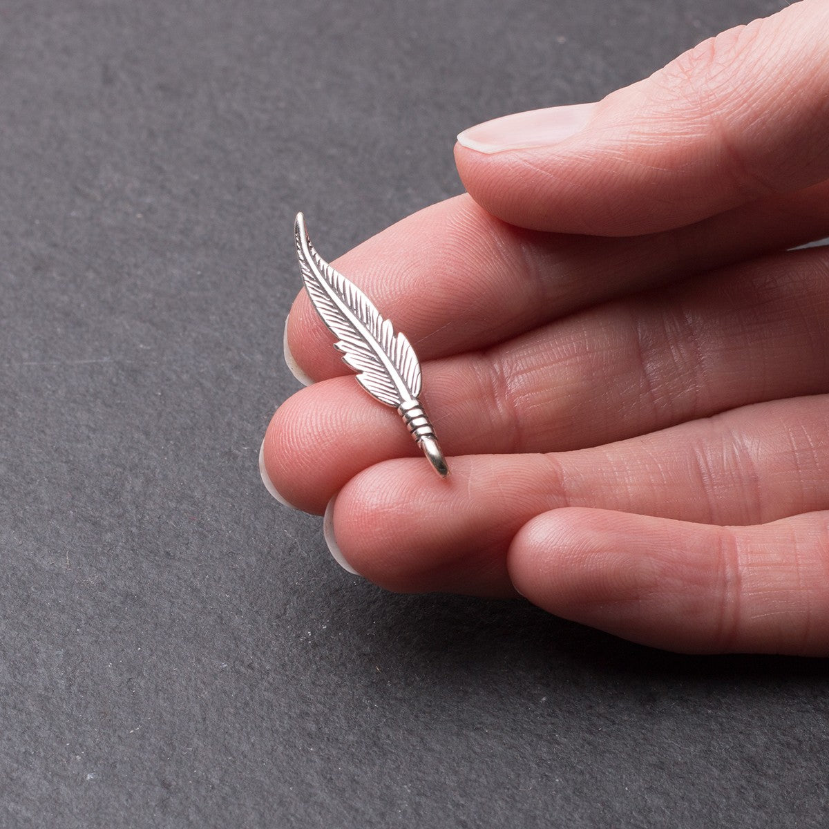 Sterling Silver Large Feather Charm