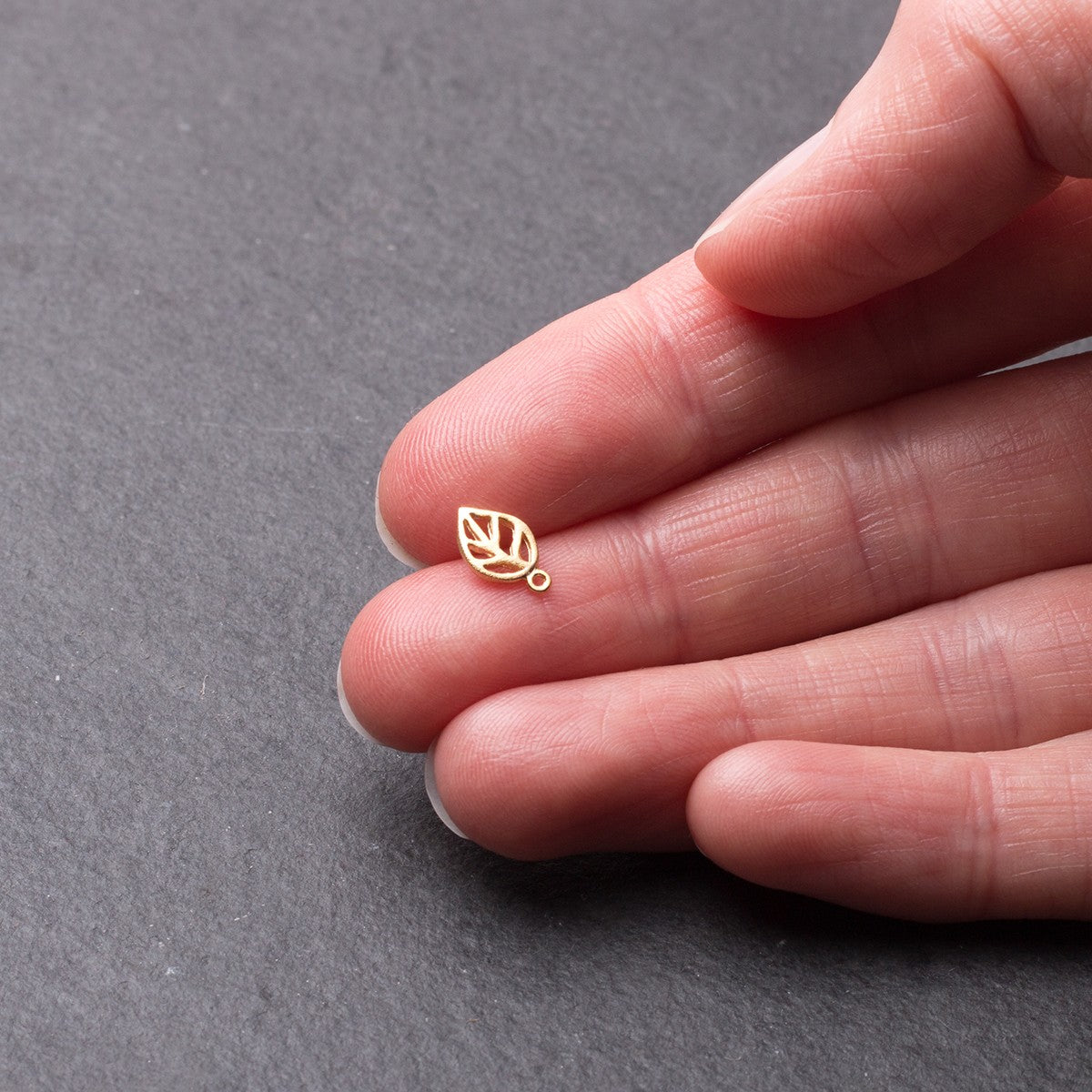 14ct Gold Vermeil Open Leaf Charm