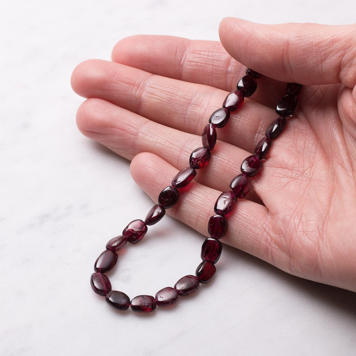 Garnet Flat Oval Nugget Beads Approx 6x5mm