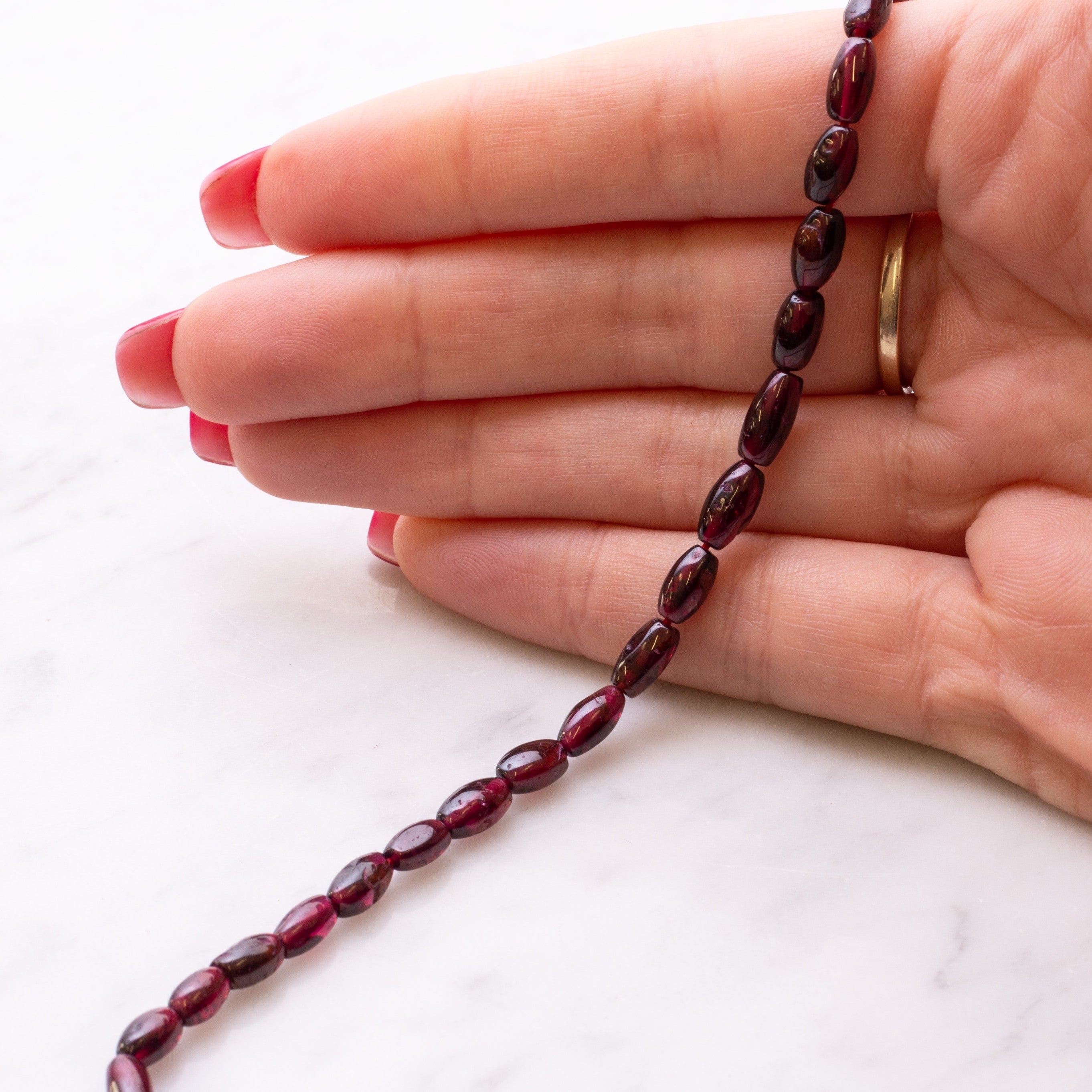 Garnet Barrel Beads Approx 5mm