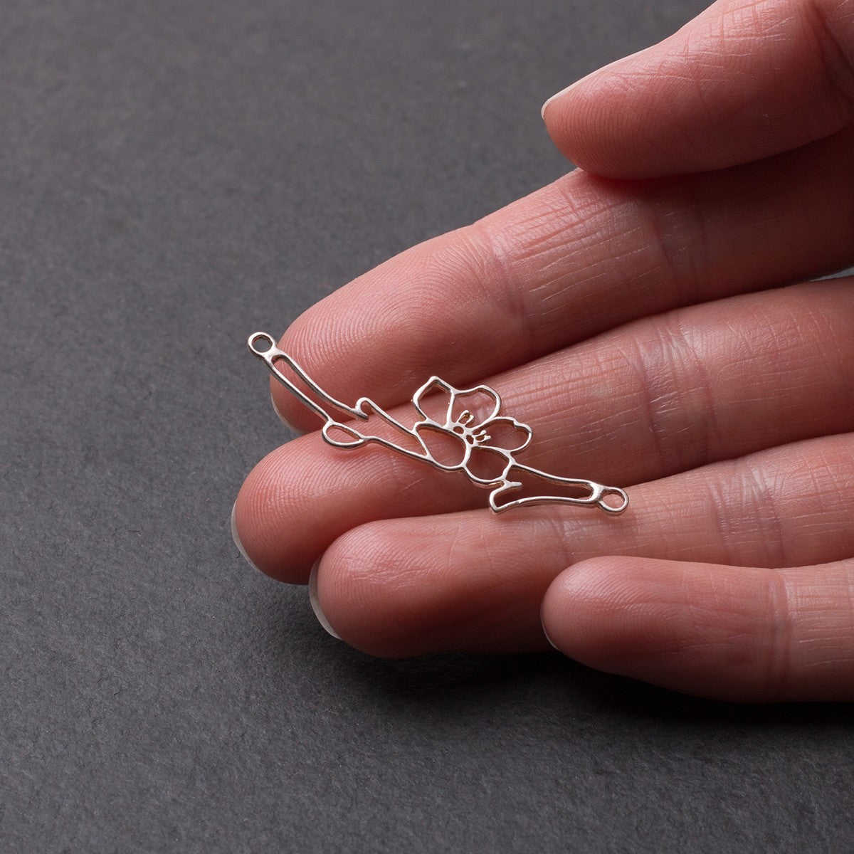 Sterling Silver Connector Cherry Blossom Connector Link