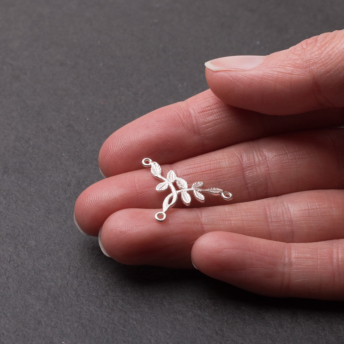 Sterling Silver Leaf 3 Loop Connector Link