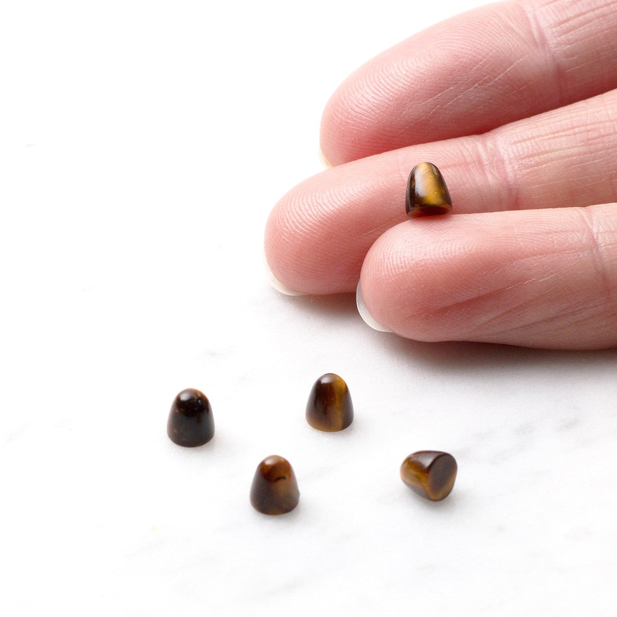 Tiger's Eye Bullet Shaped Cabochons Approx 5mm