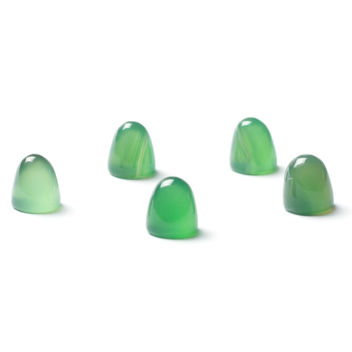 Green Agate Bullet Shaped Cabochons Approx 5mm