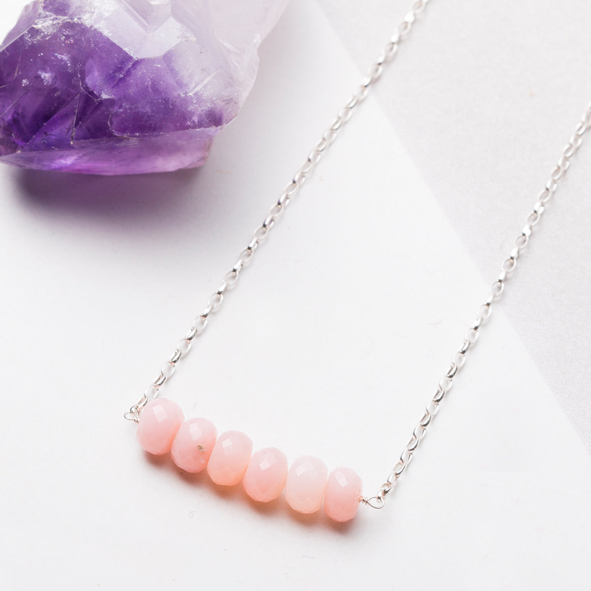 Pink Opal Faceted Rondelle Beads