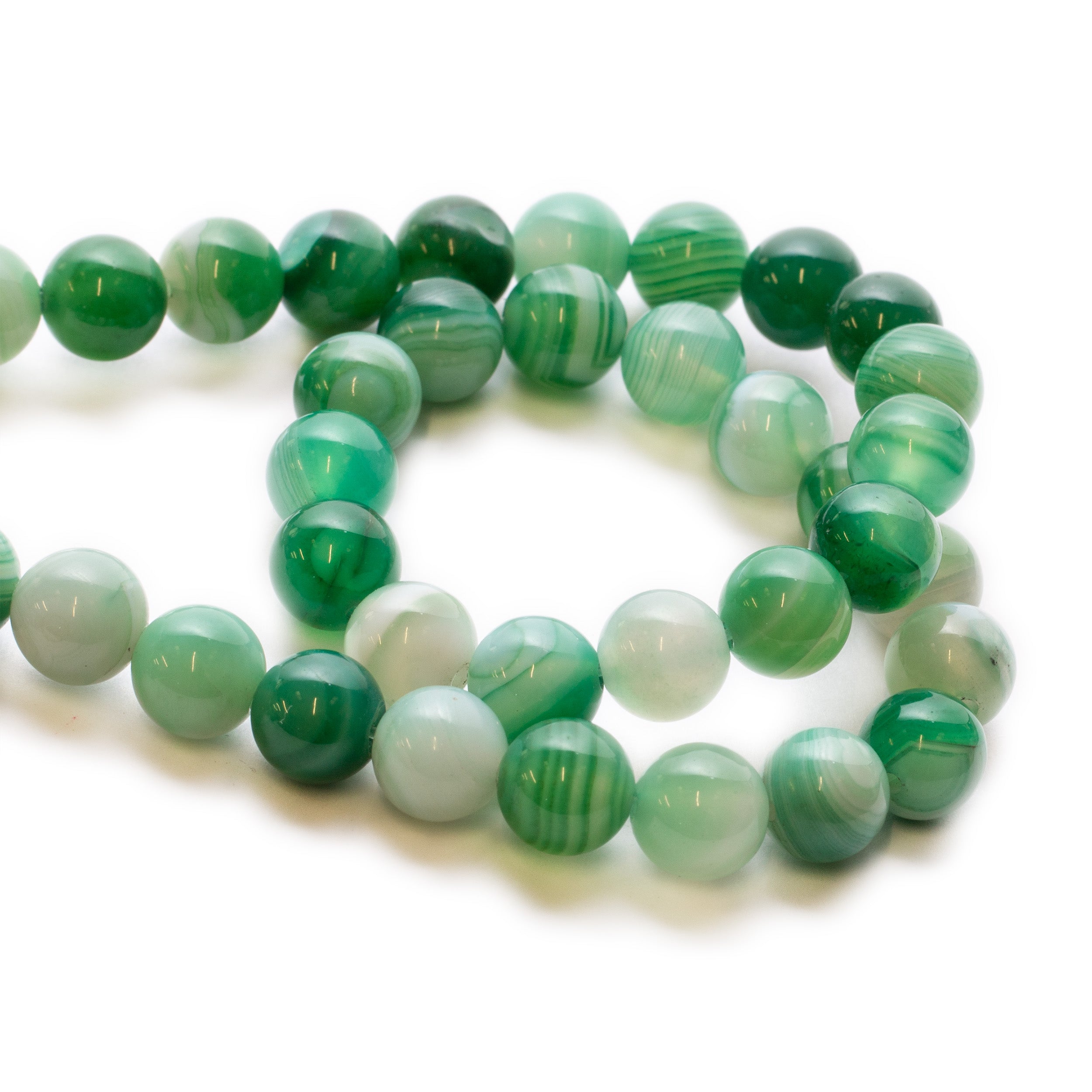 Green Banded Agate Round Beads Approx 8mm
