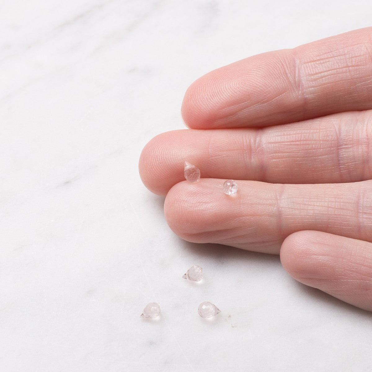 Rose Quartz Faceted Drop Briolette Beads Approx 3x2.5mm pk10 Beads