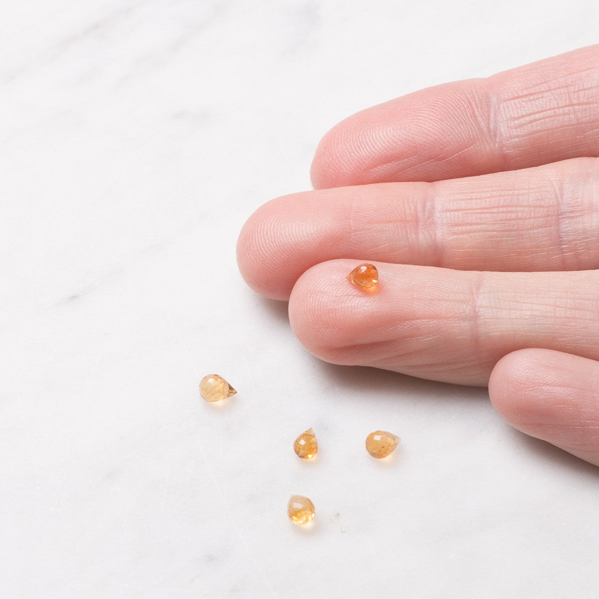 Citrine Faceted Drop Briolette Beads Approx 3.5mm Packs Of 10 Beads