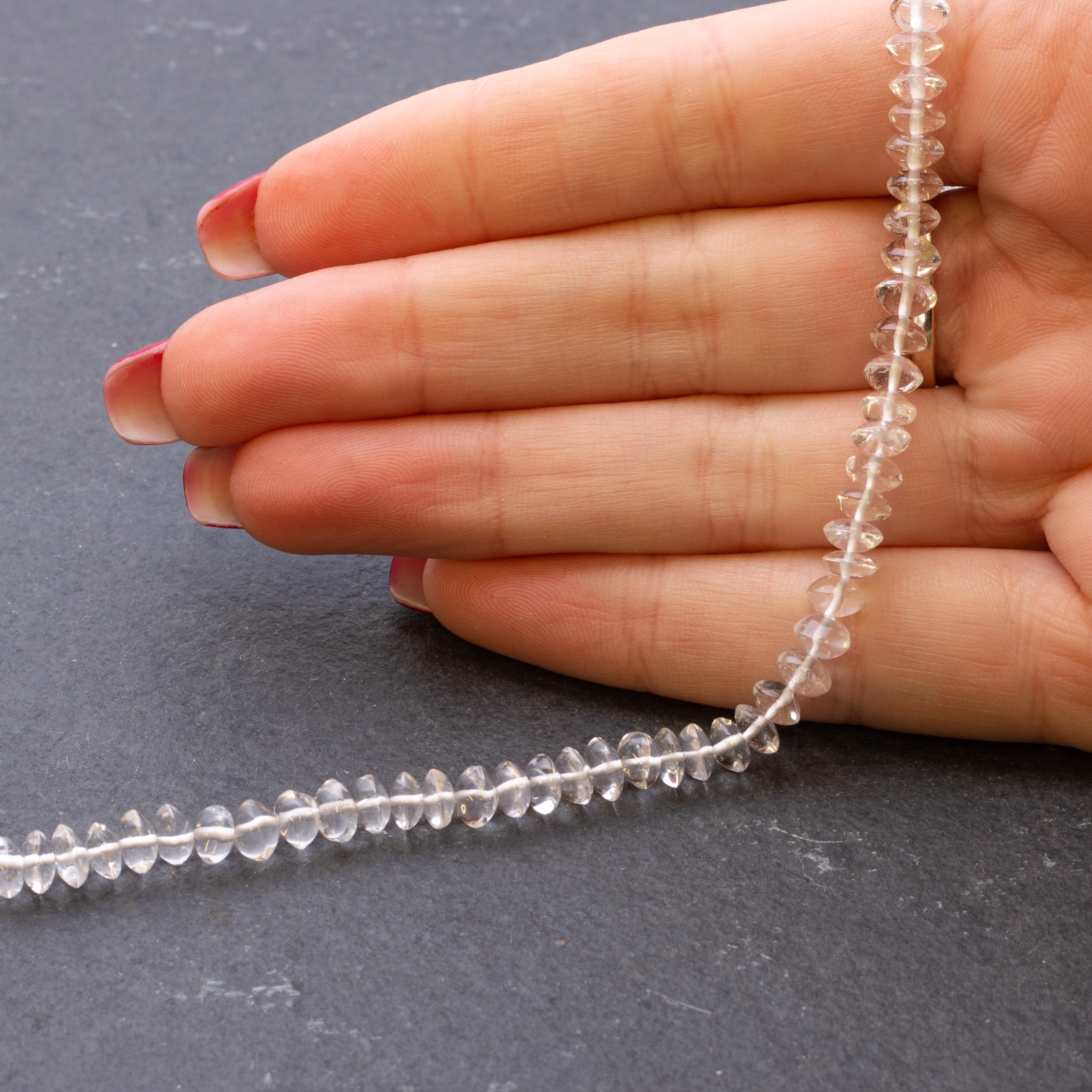 Crystal Quartz Rondelle Beads