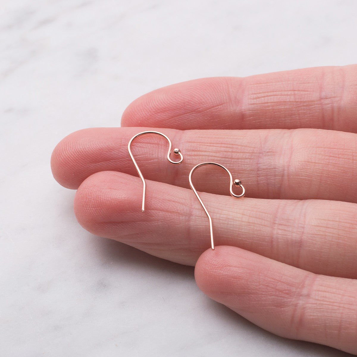Rose Gold Filled Earwires With Bead End Pair