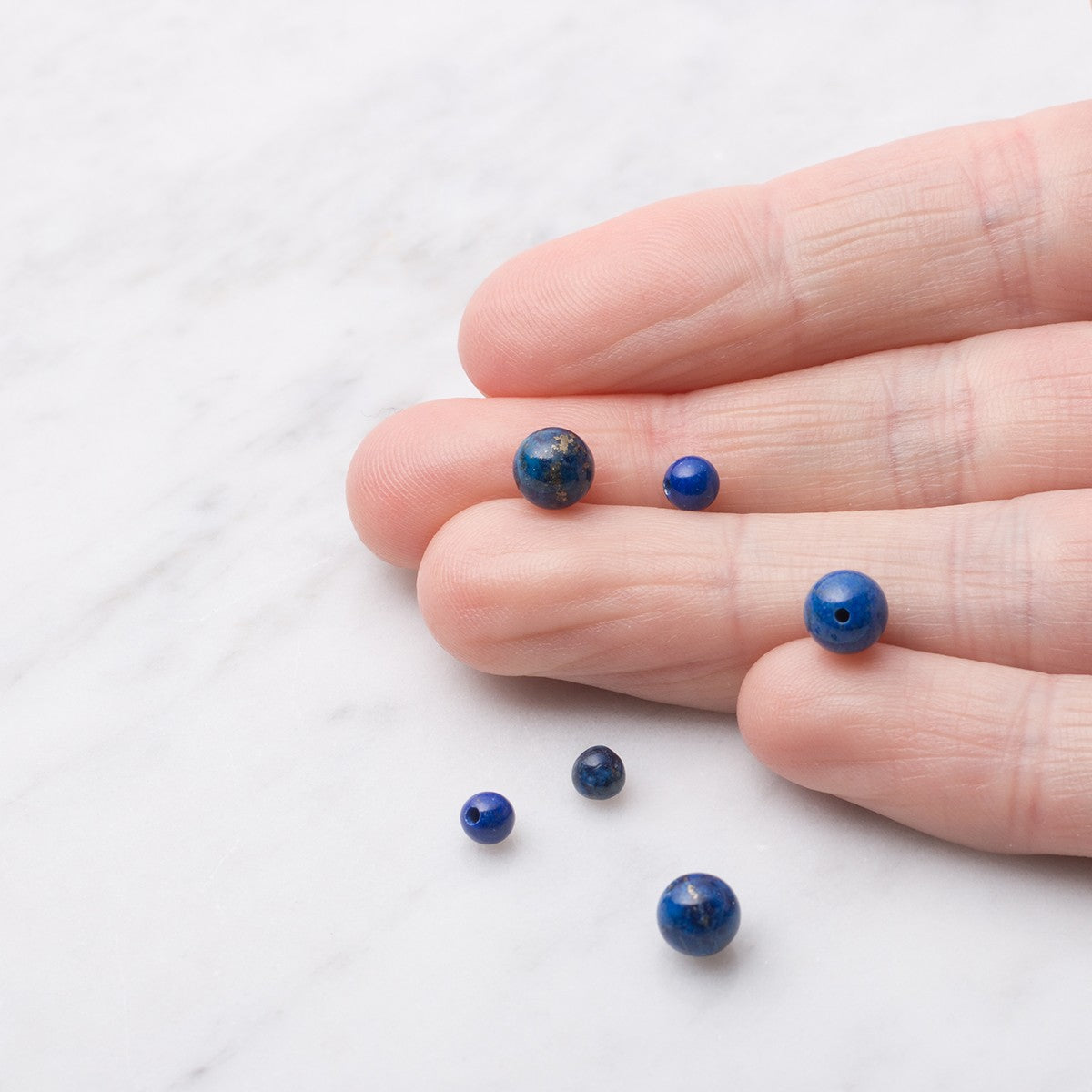 Lapis Lazuli Round Half Drilled Beads