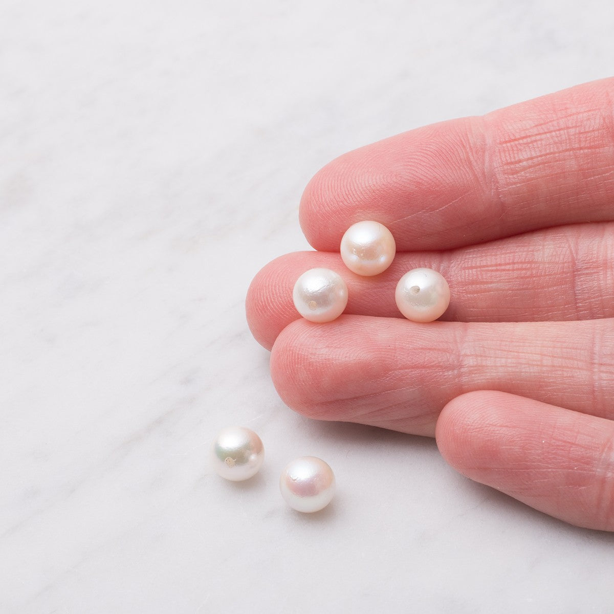 Cultured Saltwater Half Drilled Pearls Approx 7mm Roundish